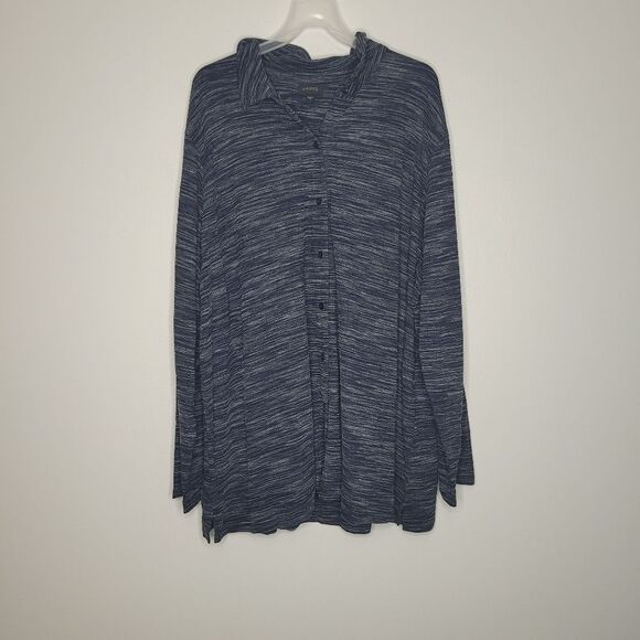 J Jill blue gray rayon blend button front tunic plus size blouse size 4x - Picture 1 of 6